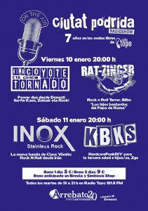 Cartel de los dos conciertos con motivo del VII Aniversario del programa de radio Ciutat Podrida.