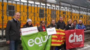 Representantes de CHA y Equo en su visita a Canfranc.