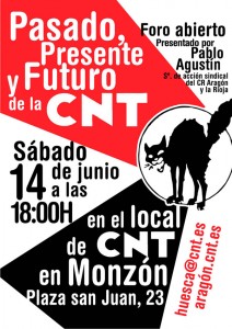 Cartel del acto de CNT en Monzón.