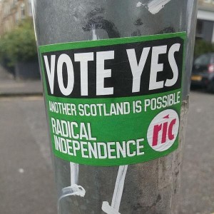 Cartel de Radical Independence pidiendo el 'Sí' a la independencia de Escocia. Foto: @Radical_Indy