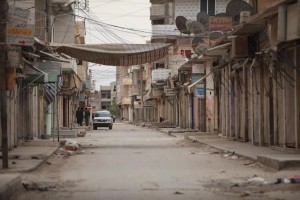 Una calle abandona en Kobane.