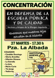 Cartel de la concentración del próximo martes.