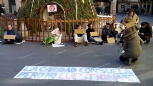 Acción protesta de la PAH Teruel el pasado diciembre.