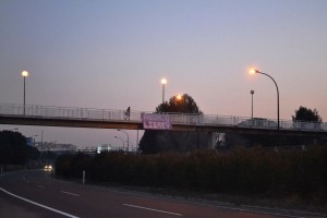 Aborto Libre Zaragoza pancarta puente