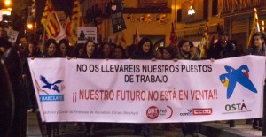 Protesta de la plantilla de Iberalbion. Foto: @PCEAragon
