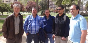 Santisteve y Cubero junto a los representantes del Comité de FCC Parques y Jardines.
