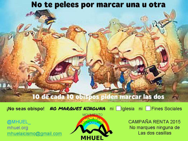 Cartel difundido por MHUEL con motivo del inicio de la campaña IRPF 2015.