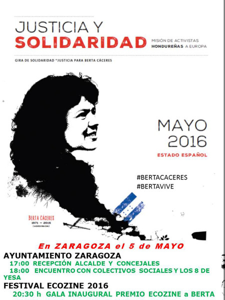 Berta Cáceres gira europea solidaridad ZGZ