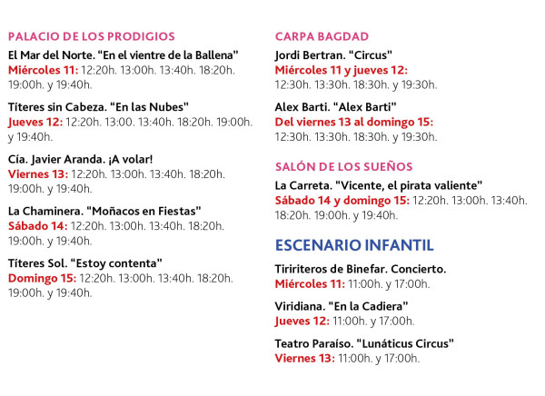 Programación Infantil. Fiestas del Pilar 2017