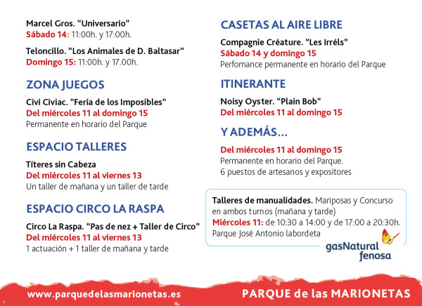 Programación Infantil. Fiestas del Pilar 2017