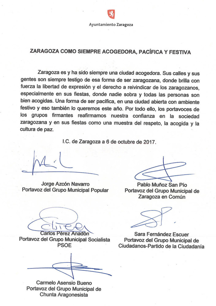 Zaragoza, como siempre, acogedora, pacífica y festiva