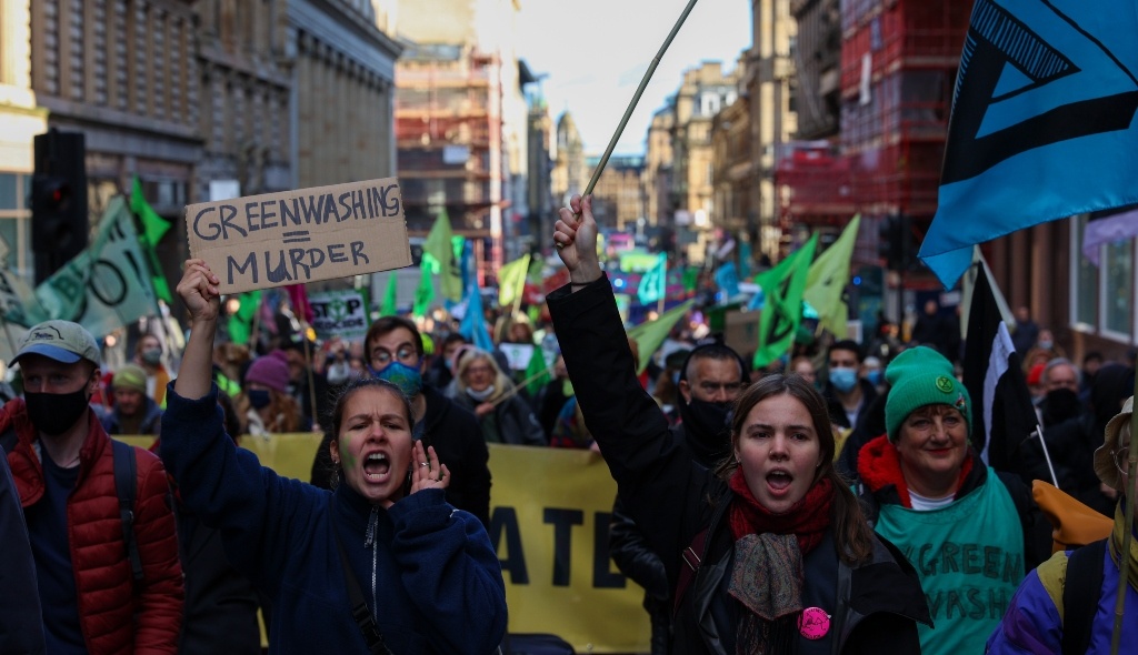 manifestación durante el cop26, el anterior al cop27