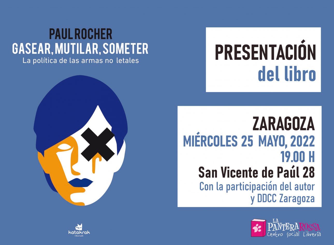 cartel de la presentación sobre las armas no letales