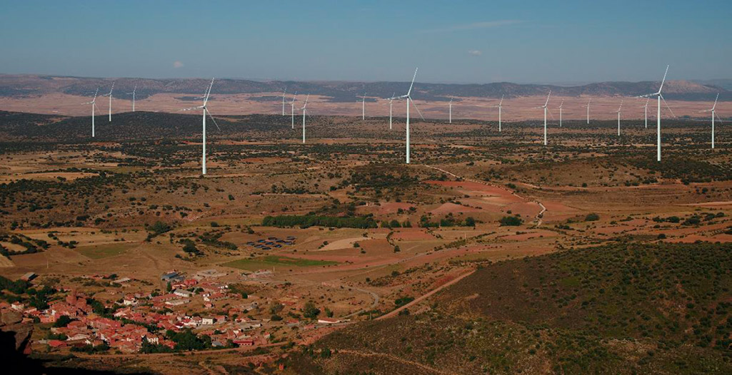 Simulacion de aerogeneradores en Peracense, imagen del proyecto de Forestalia