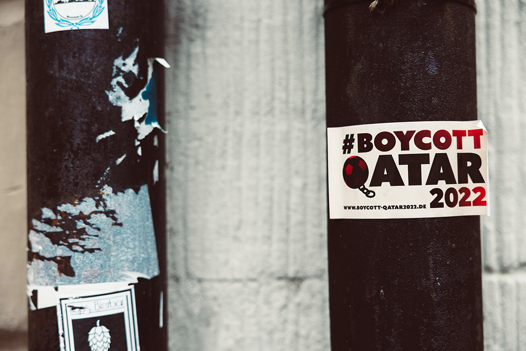 Una pegatina de Boicot Qatar 2022