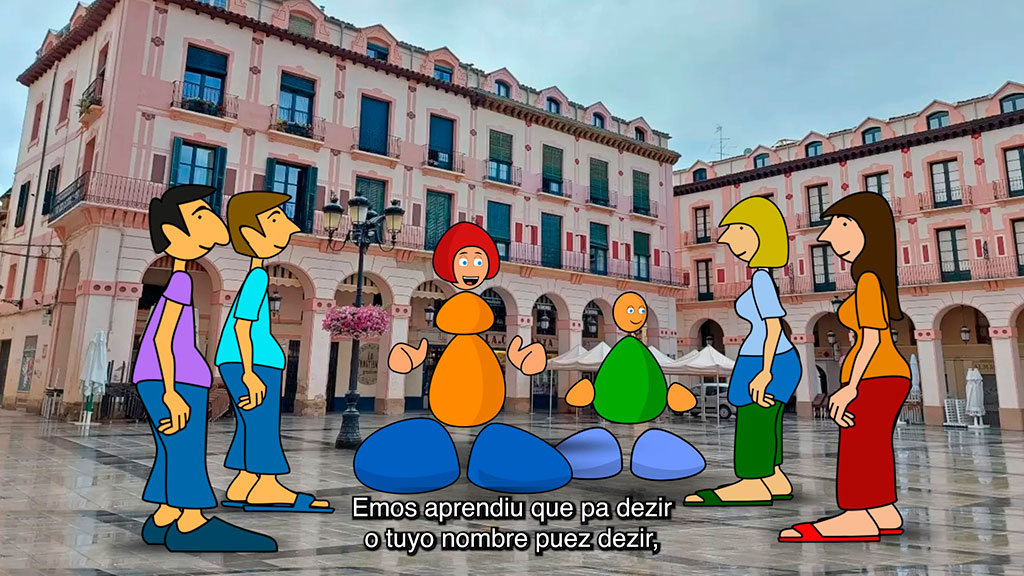 Una animación de moñacos que hablan en aragónes
