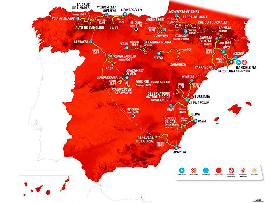 Recorrido de La Vuelta.