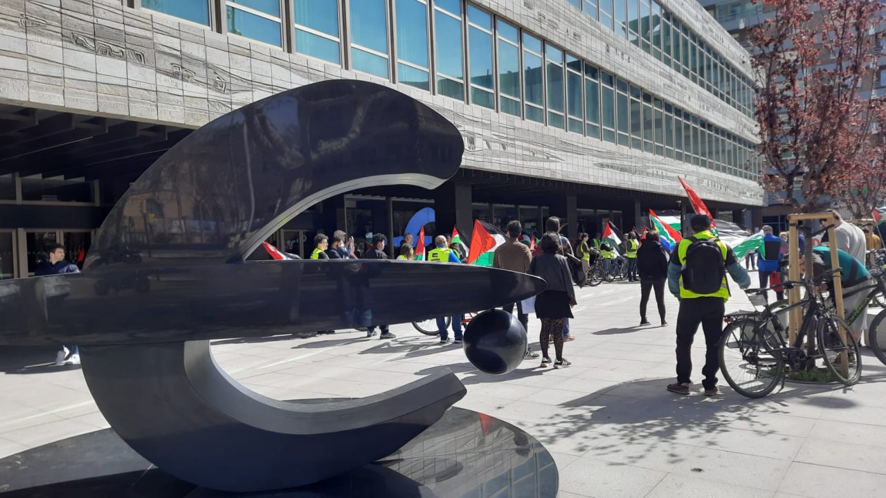 Marcha ciclista en Zaragoza: por el boicot a Israel, contra el genocidio en Palestina