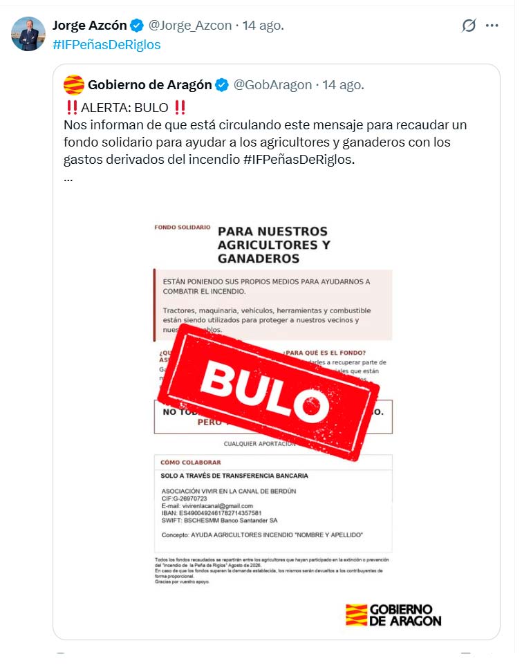 Captura realizada a las 18:55 del perfil oficial de Jorge Azcón