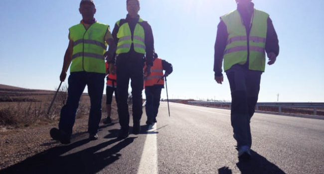 10 de marzo de 2014. Imagen de la etapa entre Muel y Morata. Foto: Marchas por la Dignidad en Aragón