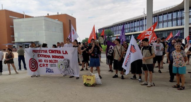 Concentración en la Ciudad de la Justicia en solidaridad con Jorge Calderón | Foto: @CGTARAGON
