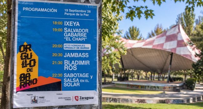 Mockup con el cartel de la fiesta de la FABZ y el escenario del Parque de la Paz / AraInfo