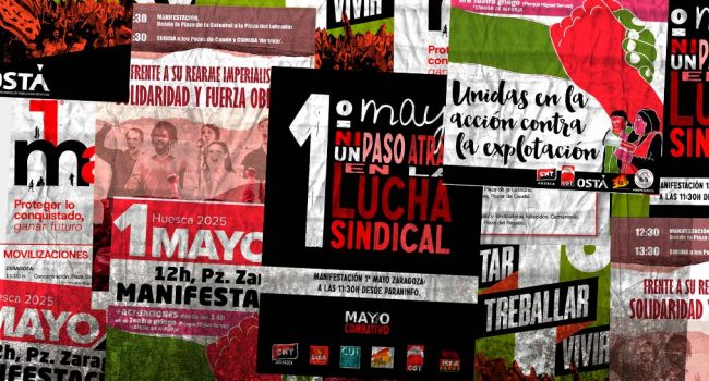 Carteles de las convocatorias sindicales para este Primero de Mayo en Aragón | Foto: AraInfo