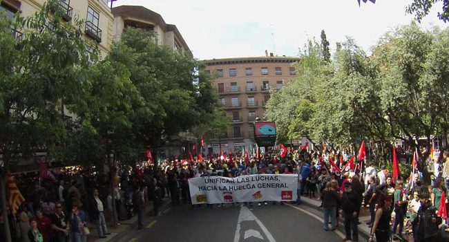 La manifestación de estos sindicatos reunió a cerca de 5000 personas. Foto: CGT Aragón