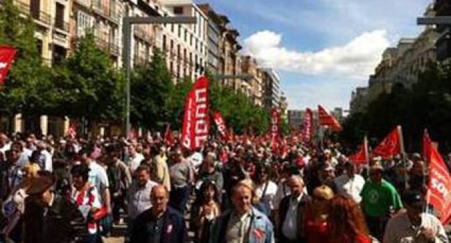 Manifestación de CCOO y UGT el pasado 1º de Mayo.
