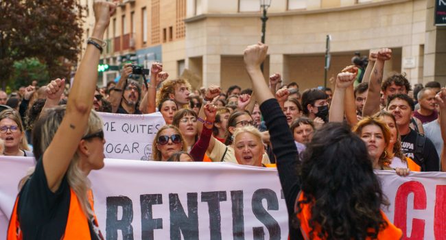 Movilización por el derecho a la vivienda digna, el pasado sábado en Zaragoza | Foto: Sindicato de Inquilinas de Zaragoza