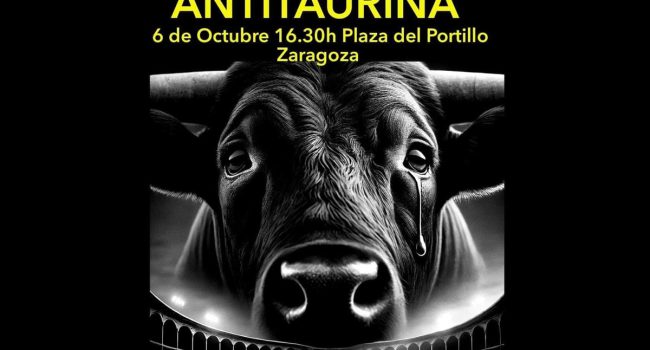 Cartel de la manifestación antitaurina de este domingo en Zaragoza.