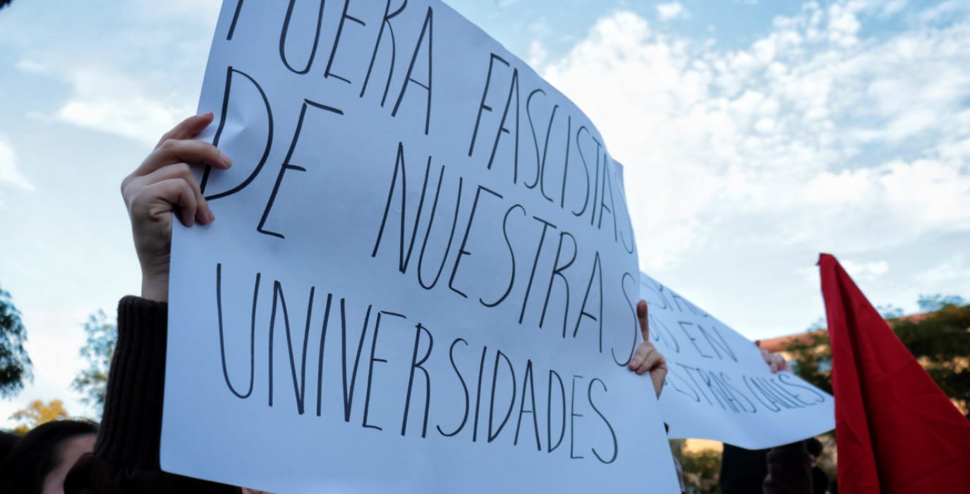 La movilización antifascista llenó el campus de la Universidad de Zaragoza | Foto: Frantic St Anger / AraInfo