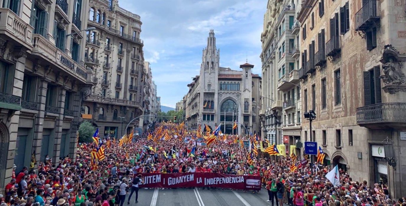 Cabecera de la manifestación de la Diada en Barcelona. Foto: ANC