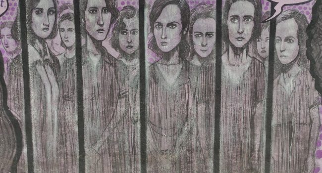 Las 13 Rosas en un mural feminista en Gandía | Foto: Francesc Fort (CC BY-SA 4.0)