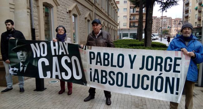 Una de las muchas concentraciones en apoyo a Jorge y Pablo pidiendo su absolución. Foto: @StopRepreRioja