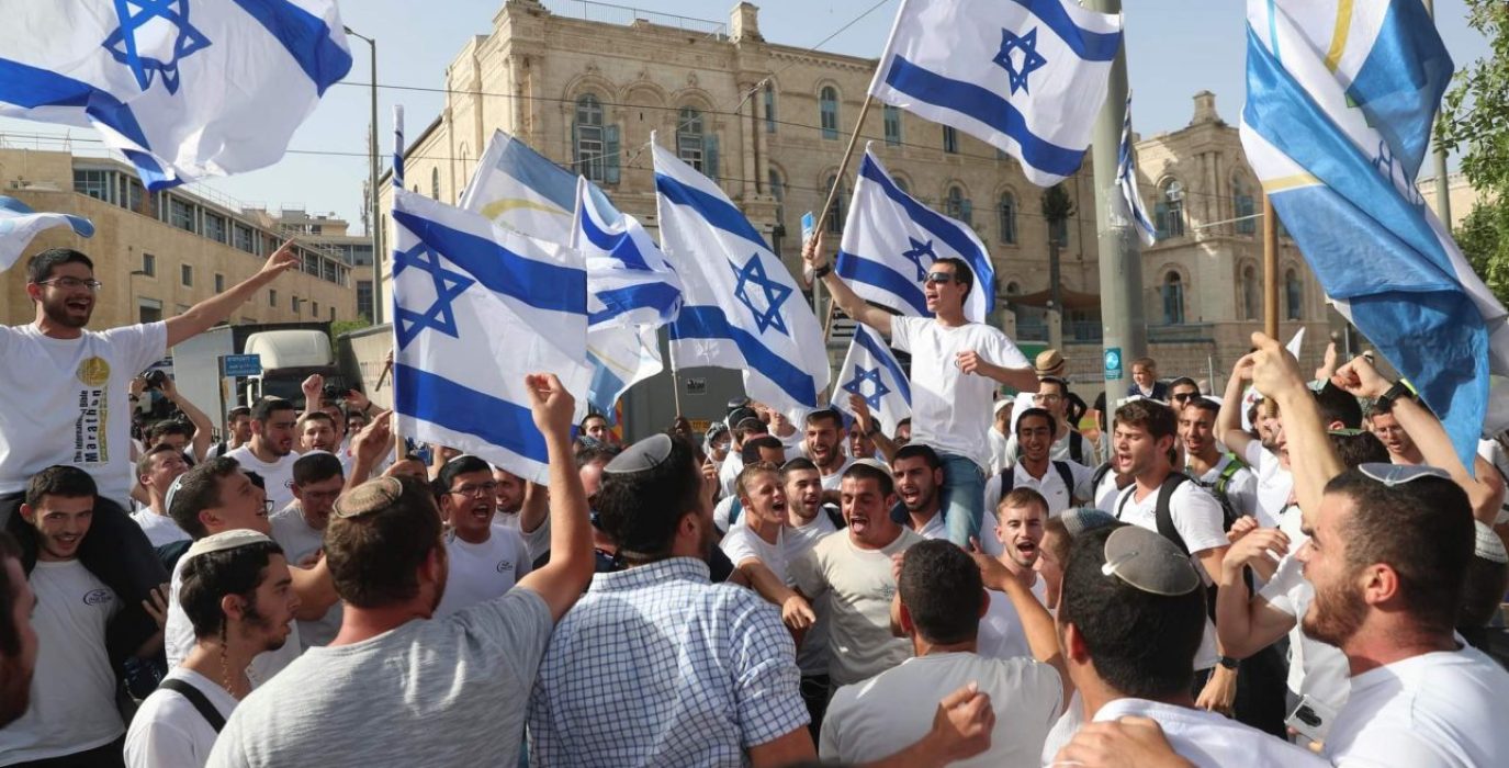 Marcha de las Banderas, movilización ultraderechista sionista que conmemora la ocupación de Jerusalén. Foto: @WeAreNotNumbers