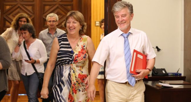 Pedro Santisteve y Pilar de la Vega, en el encuentro mantenido este martes.