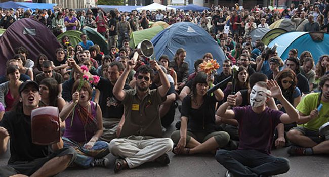 Acampada del 15M en Zaragoza, mayo de 2011. Foto: Primo Romero.