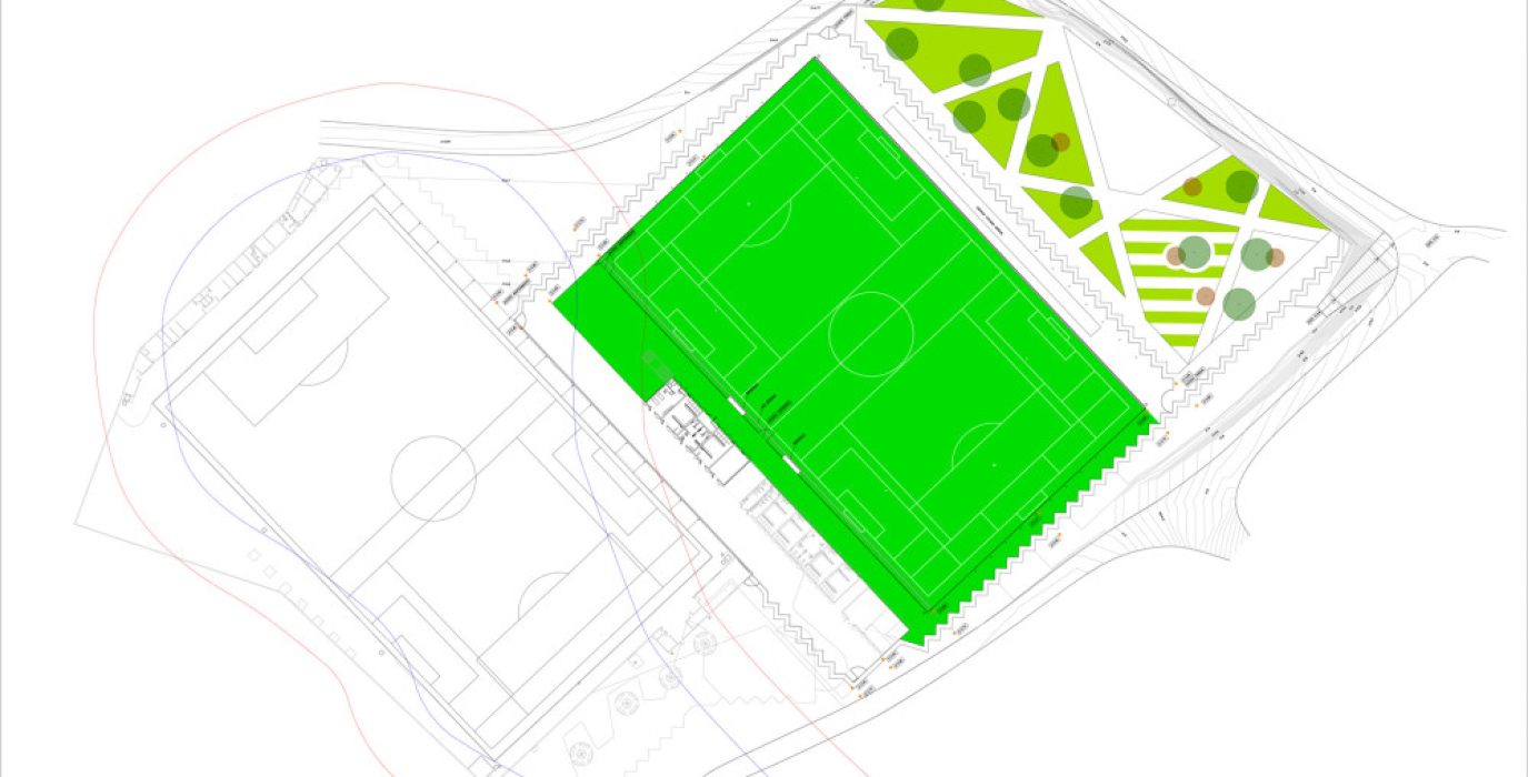 Plano del campo de fútbol municipal de Casetas. Foto: (AZ)
