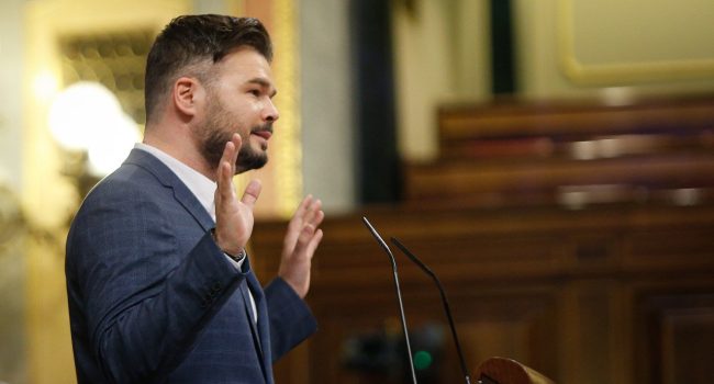 El portavoz de ERC, Gabriel Rufián, este miércoles durante el debate de la quinta prórroga del estado de alarma. Foto: Congreso