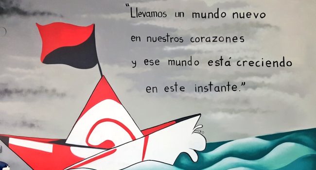 Mural pintado en el local de CGT en Zaragoza. Foto: @igoiz17 (AraInfo)