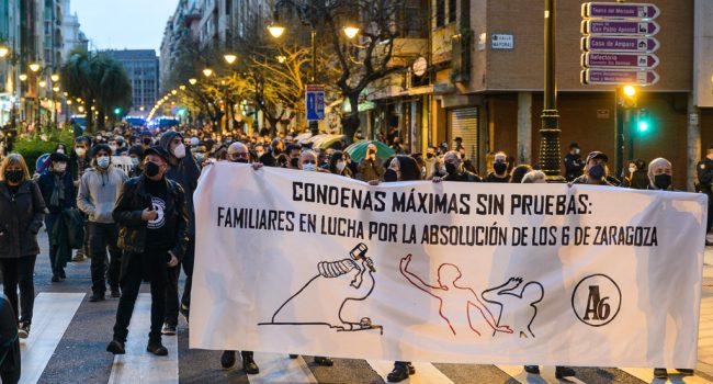 Manifestación por la absolución de los seis en Zaragoza. Foto: Pablo Ibáñez