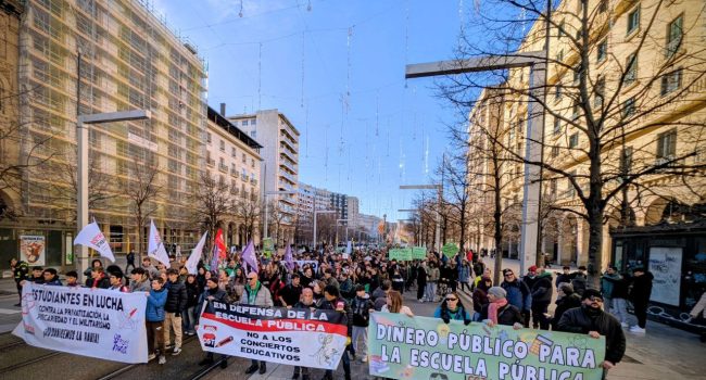 Cabecera de la manifestación estudiantil en Zaragoza durante la huelga educativa del pasado mes de enero | Foto: CGT