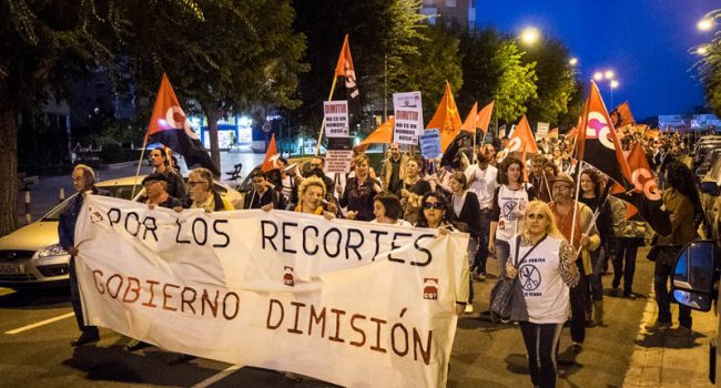 Bloque de CGT en la manifestación del pasado octubre en Uesca. Foto: Redondo de Confusión