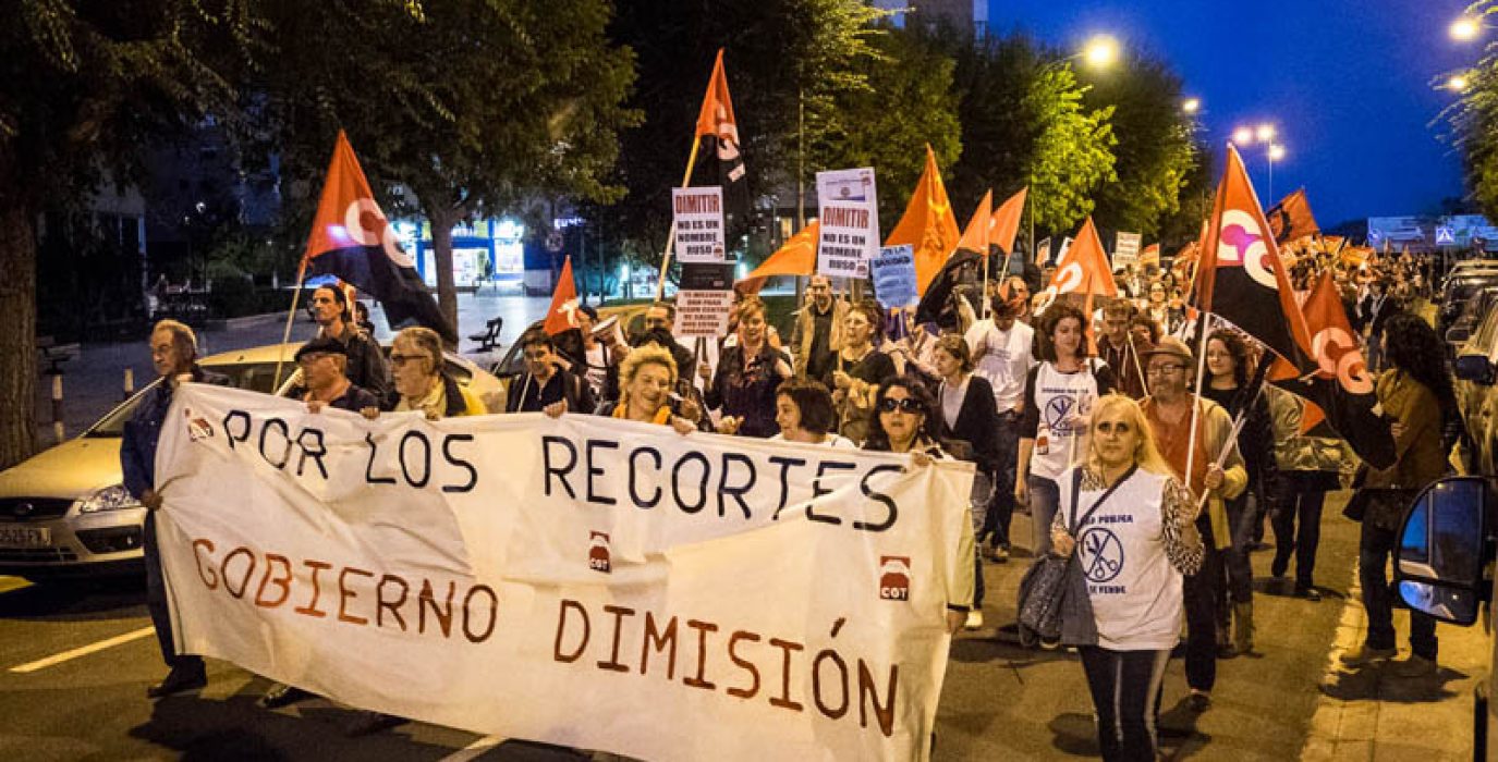 Bloque de CGT en la manifestación del pasado octubre en Uesca. Foto: Redondo de Confusión