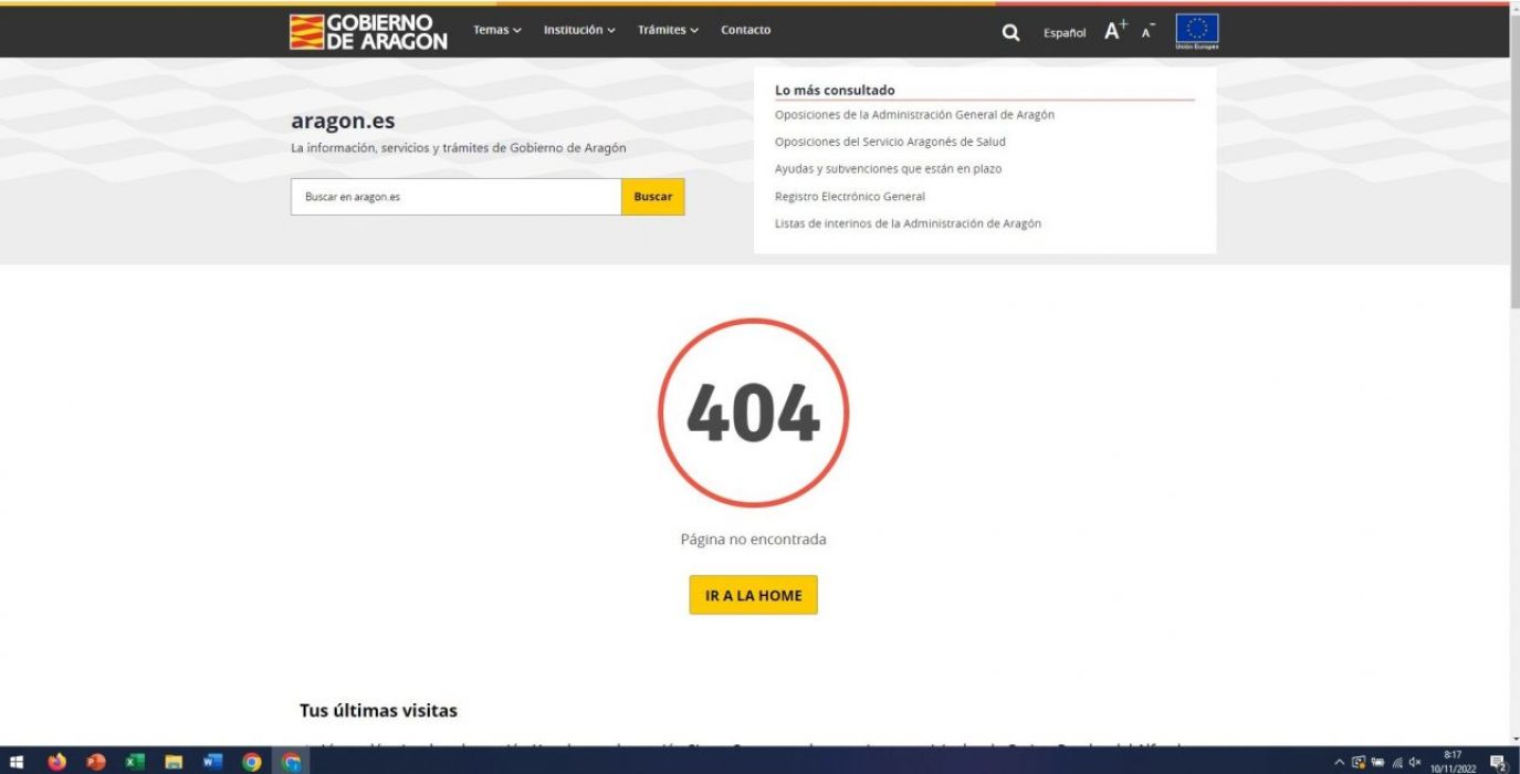 Web del Gobierno de Aragón.