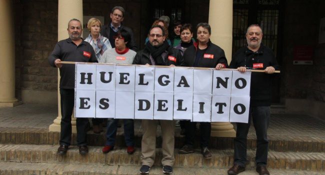 Concentración en Uesca en apoyo a 'los ocho de Airbus'. Foto: CCOO Aragón