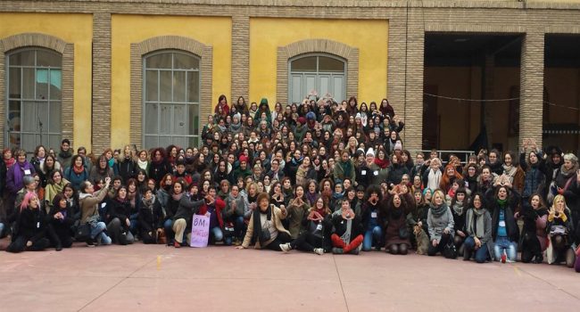 Mujeres participantes en el Encuentro estatal celebrado el pasado mes de enero en Zaragoza. Foto: 8M Aragón