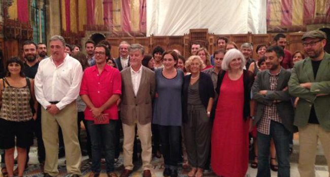 Alcaldes de la "Ciudades por el bién común" durante el encuentro en Barcelona.