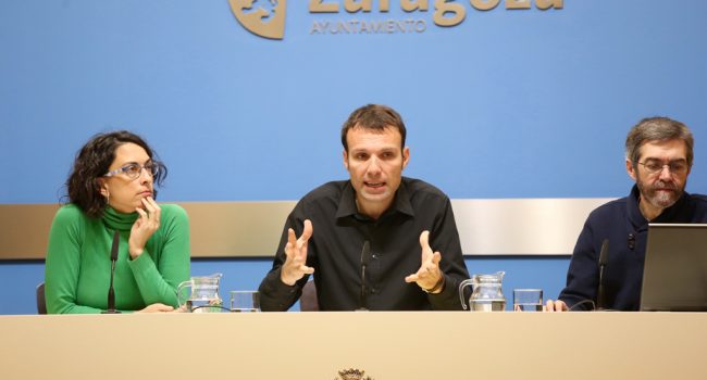 Giner y Muñoz durante la rueda de prensa. Foto: Ayuntamiento de Zaragoza